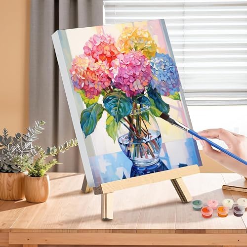 Hydrangea Paint by Numbers for Adults with Framed Canvas - Wooden Easel