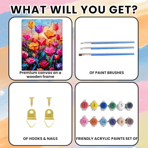 Paint by Numbers kit for Adults Flower,Paint by Numbers 16x20 inch
