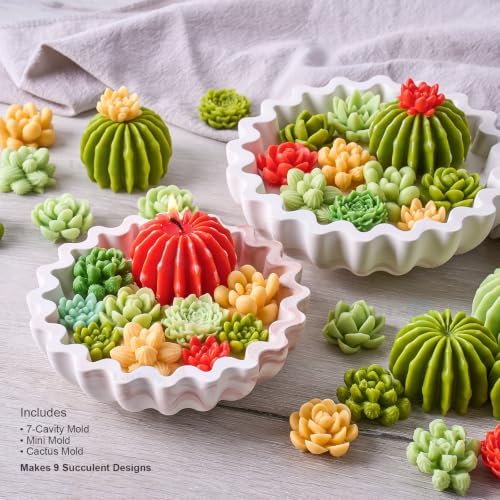9 Cavity Succulent Silicone Mold for Candle Making, 3D Cactus Wax Molds
