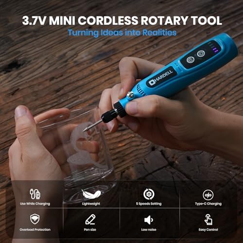 HARDELL Mini Cordless Rotary Tool 4V, 5-Speed 42pcs DIY Craft Tool Kit