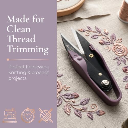 Beaditive Premium Thread Snips - Thread, Yarn, Embroidery Snipper for Sewing, Quilting, Knitting, Jewelry Making - High-Carbon Steel Blades with Protective Cap and Lanyard (Purple)