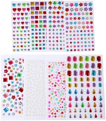 Gem Stickers for Crafting, Face, Eye, and Body Makeup, DIY Decoration, Kids' Rewards (Gem Stickers C 8 Sheets)