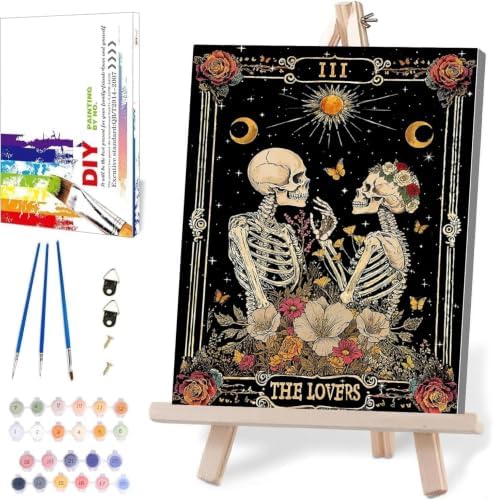 WUDWL Paint by Numbers Kit for Adults Framed Canvas, with Wooden Easel