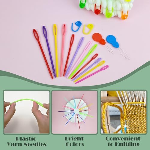 DeliaVo 62 Pcs Yarn Needles Set, Crochet Kit for Knitting Sewing Weaving