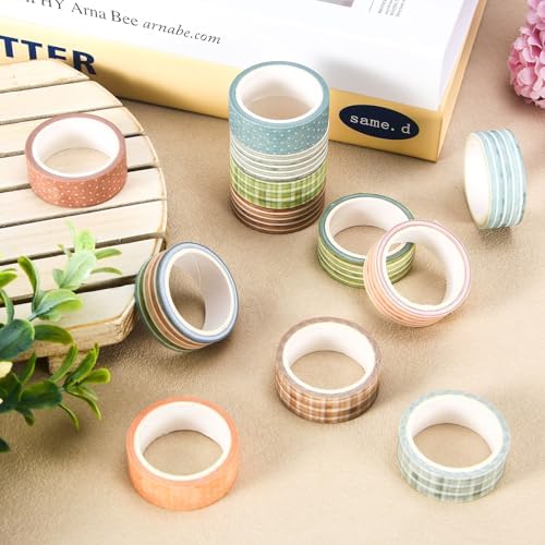 AnyDesign 12 Rolls Vintage Washi Tape Set Watercolor Earth Tone