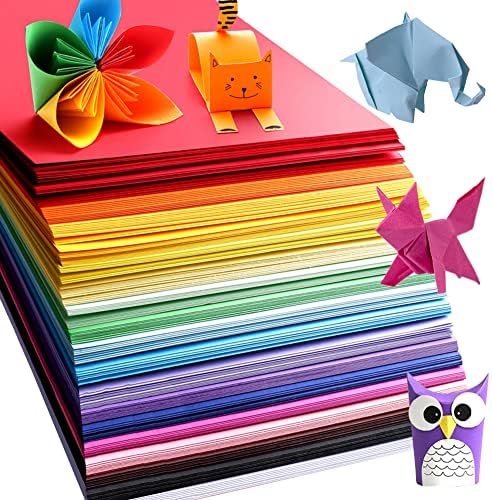 Origami Paper, Pack of 500 Sheets - 20 Vivid Colors - Double Sided - 6 Inch Square, Easy Fold Paper for Kids Adult Beginners Training Arts & Crafts Projects.