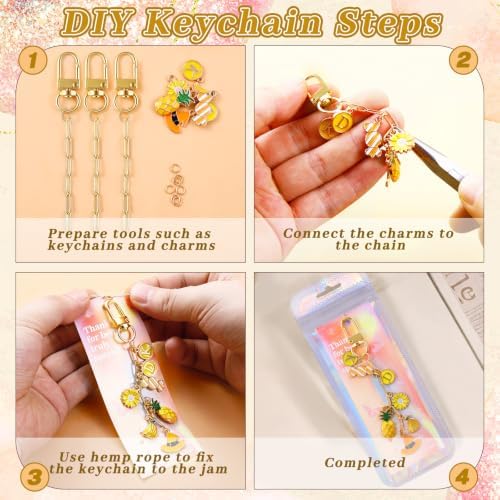 Wurosi 32pcs Paperclip Keychain Making Kit,Key Ring Swivel Snap Hook Chains
