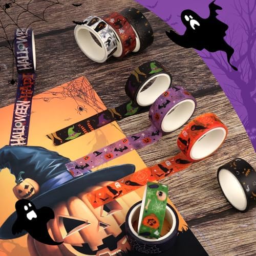 20 Rolls Halloween Washi Tape Halloween Decorative Masking Tape for Arts Scrapbooking Bullet Journaling DIY Crafts Planners Gift Wrapping