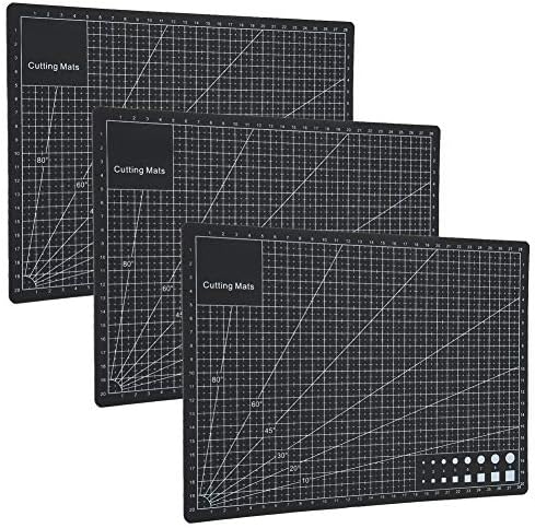 Zerodis 3 Pcs Cutting Mat A4 Black Self Healing Mat Non Reflective Non Slip for Writing Painting Carving Engraving Craft Paper Cutting
