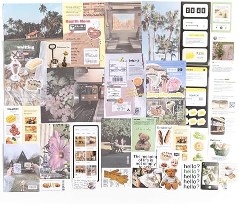 Alideco 200pcs Vintage Scrapbook Supplies Pack for Art Journaling Bullet Junk Journal Planners DIY Paper Stickers Craft Kits Notebook Collage Album Aesthetic Cottagecore Picture Frames (jijingxingxi)