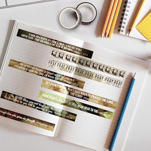 24 Rolls Christian Washi Tape Gifts for Bible Journaling, Rustic