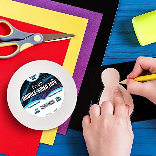 Ultra-Thin Permanent Double-Sided Tape - Double Sided Adhesive Sticky Tape for Arts, Crafts, Photography, Scrapbooking, Tear-by-Hand - Acid Free 1 Inch Wide 180FT Long