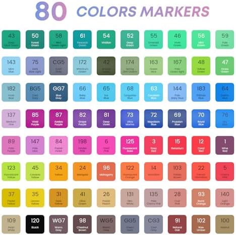Taotree Alcohol Markers 80 Colors Case & Holders, Dual Tips Art Markers | Chisel & Fine Coloring Pens, Sketch Pens, Art Supplies for Adult Coloring Books Artist Coloring Painting, Drawing, Sketching