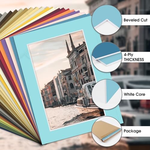 Golden State Art 25 Pack Mixed Color Picture Mats 5x7 for 4x6 Mats Only