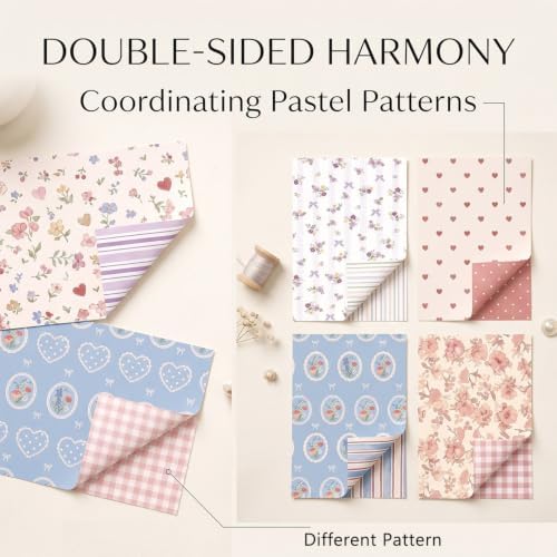 60 Sheets Scrapbook Paper, Double-Sided Vintage Floral Scrapbooking Paper Scrapbook Supplies for Cards, Journals, Tags, Albums, DIY Crafts , 5.5x8.3in / 20 Patterns