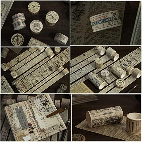 10 Rolls (Totally 98ft/30m) Vintage Washi Tape Set, Masking Tape Nostalgic Style Decor Sticker for DIY Craft Scrapbooking Bullet Journal Planner Gift Wrapping