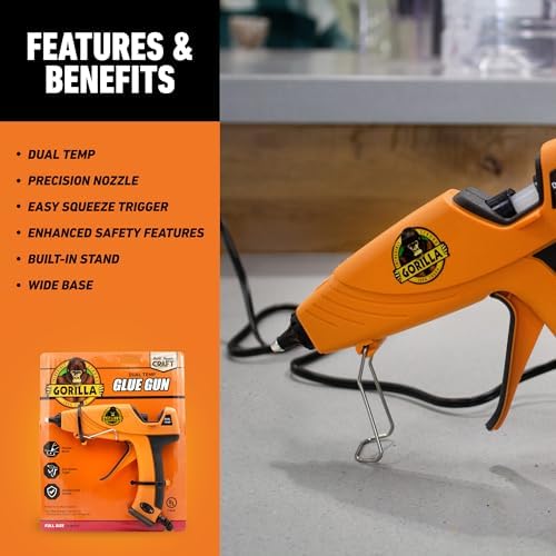 Gorilla Dual Temp Full Size Hot Glue Gun, Precision Nozzle
