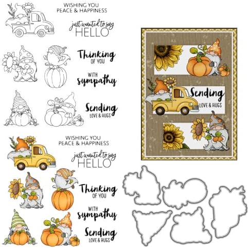 Dwarf Pumpkin Autumn Clear Stamps and Die Cuts Sets for DIY Card Making