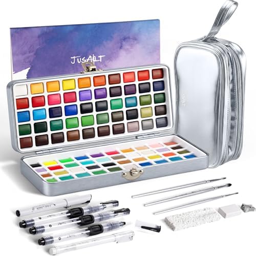 JusArt 100 Colors Watercolor Paint Set,Travel Watercolor Set with Handbag