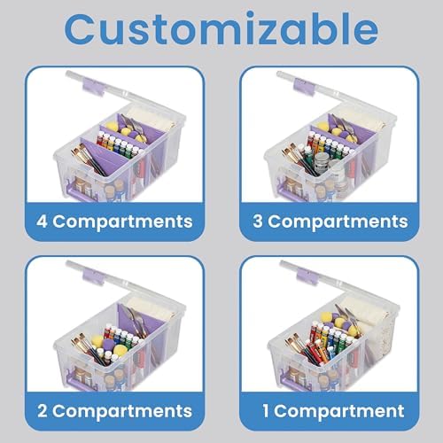 ArtBin Semi Satchel Portable Craft Organizer with 3 Dividers - Clear Plastic Storage Case for Art & Craft Supplies