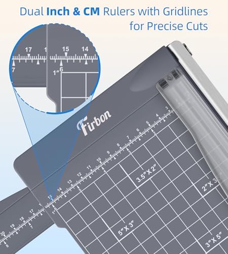 Firbon 12" Guillotine Paper Cutter with Hidden Ruler, Compact Paper Trimmer