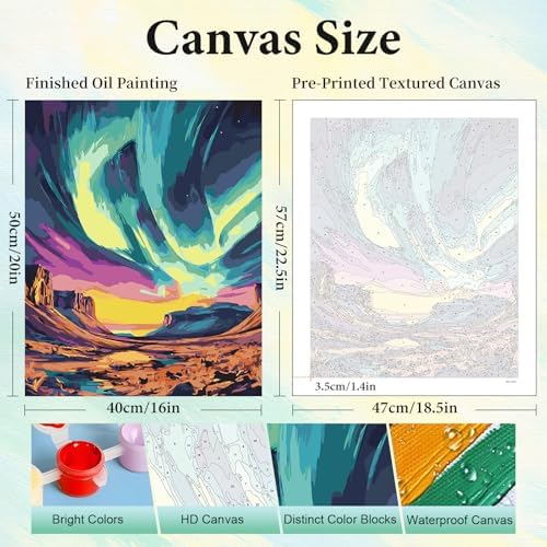 Paint by Numbers Kit for Adults, Aurora DIY Painting Kit, 16x20 Inch
