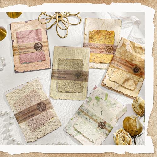 168 Pcs Textured Scrapbook Paper Supplies Vintage Embossed Rice Paper | Decoupage Craft Paper forJunk Journal Scrap Book Supplies, Cards Making, Decorative Collage Art