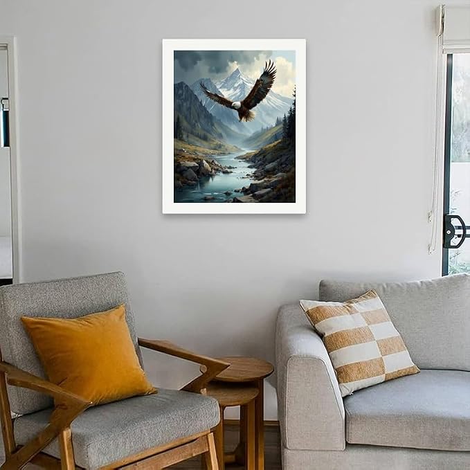 Eagle Soaring Paint by Numbers Kit for Adults - DIY Wildlife Painting on Canvas 16x20 Inches, Acrylic Paint Set, Suitable for Beginners, Perfect for Home Decoration or Gifts.