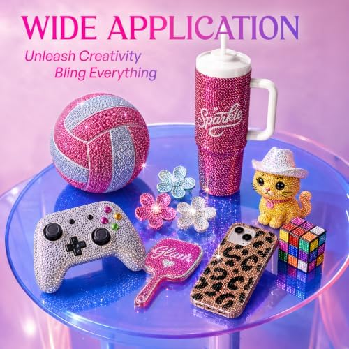 36000Pcs Bedazzling Kit with Rhinestones, 24 Colors 3mm Resin Jelly Flatback Gems, All-in-One Bedazzler Kit with 4Pcs B7000 Glue & Tools, DIY Diamond Art Craft Kit for Clothes Shoes Phone Cases Gifts