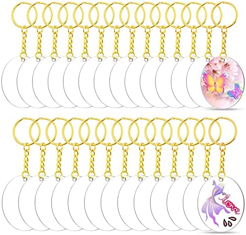 Audab Acrylic Keychain Blanks (108 pcs) - Including Acrylic Ornament Blanks, Gold Key Chain Rings and Jump Rings for DIY Projects