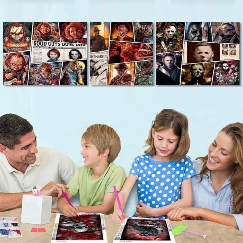 6 Pack Horror Diamond Art Kits for Adults,Diamond Painting Kit for Beginner