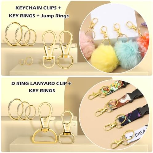 PAXCOO 300PCS Keychain Making Kit, Keychain Craft Supplies Including Key Chain Clips, Lanyard Snap Hooks, Key Rings and Jump Rings for Key Chain Making, Purse Making, Lanyard Making