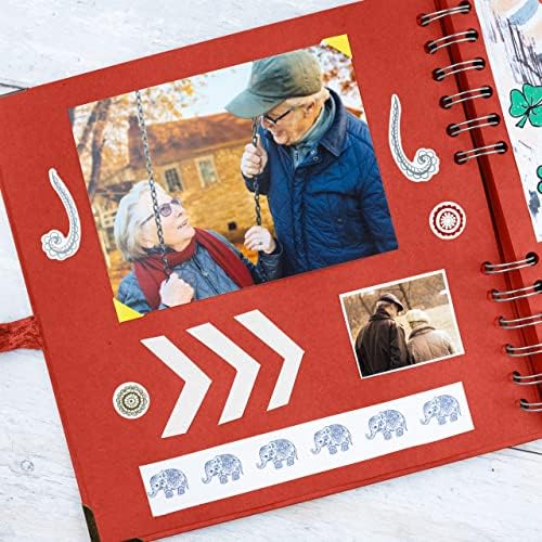 Bstorify Square Scrapbook Photo Albums 8 x 8 Inch Red Thick Paper, Hardcover, Metal Corners, Ribbon Closure - Ideal for Your Scrapbooking Albums, Art & Craft Projects | Hardcover with Thick 200 GSM Kraft Paper, Ideal for Your Scrapbooking Albums, Art &...