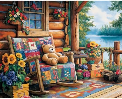 Natuyalo Lakeside Cabin Paint by Numbers Kit for Adults, Colorful Natural Landscape Painting by Numbers, DIY Acrylic Paint Kit for Adults Without Frame, Easy Canvas Art 16x20 Inch