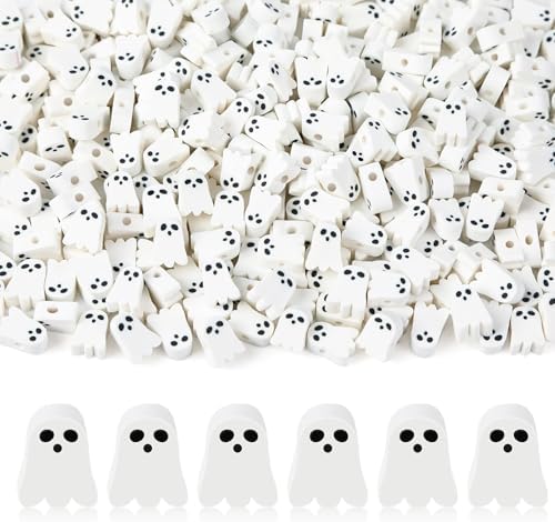 300 Pcs Halloween Ghost Polymer Clay Beads for Jewelry Making