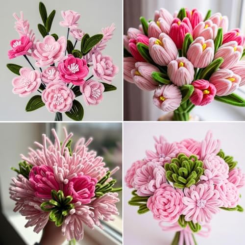 Caydo 200 Pieces Pink Pipe Cleaners for Flowers