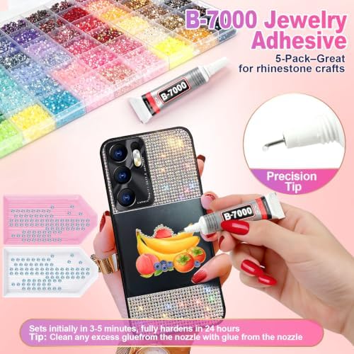 75000Pcs Bedazzling Kit 60 Color Bedazzler Kits with Rhinestones 3mm
