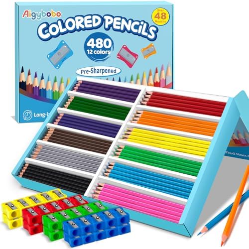 Colored Pencils Bulk, 480 Count Color Pencils for Kids Classroom, 12 Colors
