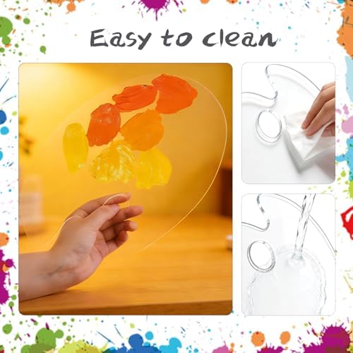 2Pcs Acrylic Clear Paint Palette with Thumb Hole,11.8 x 7.9+9.8 x 5.9In