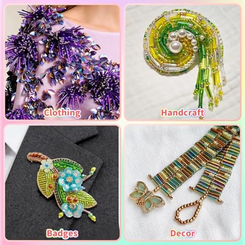 Tube Beads Kit, 7 mm Glass Tube Seed Beads 28 Colored Bugle Embroidery Beads Supplies for DIY Crafting Bracelet Necklaces Jewelry Gift Making & Home Decoration