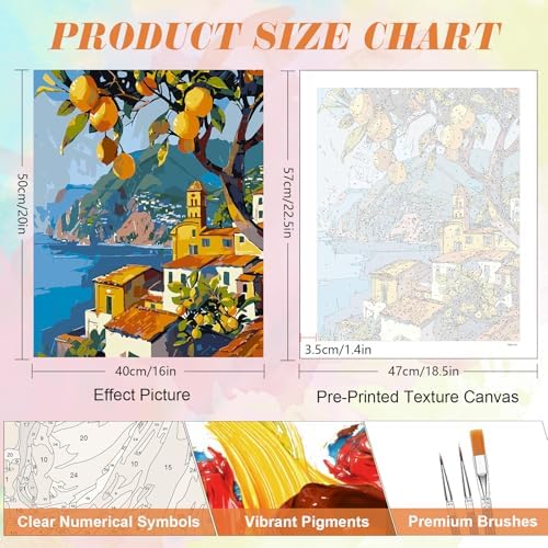Kalonyth Lemon Tree Paint by Numbers Kit for Adults, 16x20 inch, No Framed