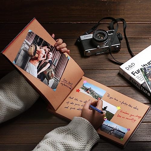 Adventure Book Handcrafted 11.92 x 7.62" Leather-Bound Scrapbook with 80 Pages, Embossed Lettering, Inspired by 'Up', Ideal for Photos, Weddings&Travel Memories Gift Box Included (Leather Scrapbook)