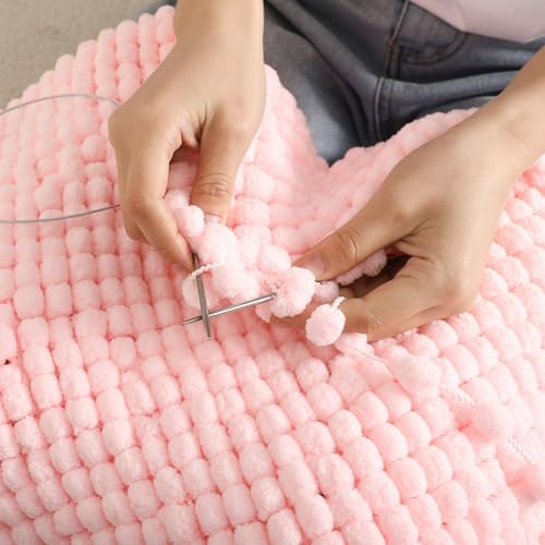 Hand-Woven Ball Yarn, 4 Pack, 380g Total, for Blankets, Cushions, and Pet Nests, Fluffy Chunky Craft Yarn (Light Pink)