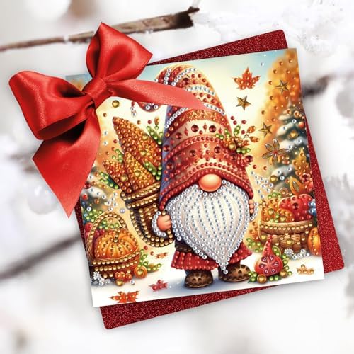 6Pcs Christmas Greeting Card DIY Diamond Art Painting Greeting Cards Blessing Folding Card Kit with White Envelopes Diamond Arts Crafts for Birthday Festival Gift-Goblin