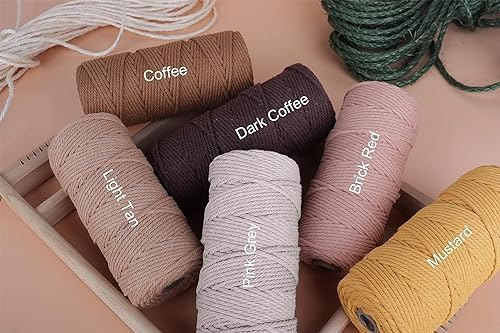 NOANTA Avocado Green Macrame Cord 3mm x 220yards, Cotton Rope Macrame Yarn