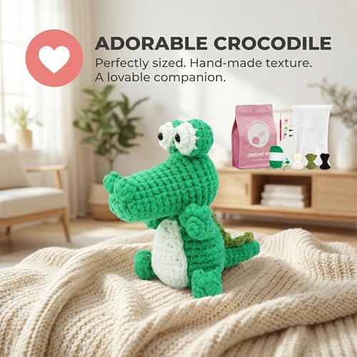 minimal beee Crocodile Crochet Kit for Beginners Easy Yarn Video Tutorials
