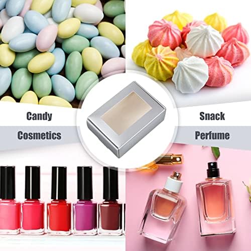 Zonon 30 Pcs Soap Boxes for Homemade Packaging, Mini Kraft Boxes with Window for Bakery Candy Soap Making Gift Packaging, 3.7x2.6x1.4 Inch (Silver)