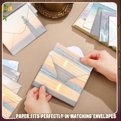 TaoBary 160 Pcs Scenic Nature Stationery Paper and Envelopes Set