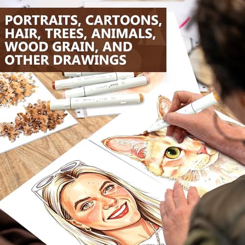 SFAIH Skin Tone Alcohol Markers Brush & Chisel - 11 Light Portrait Colors