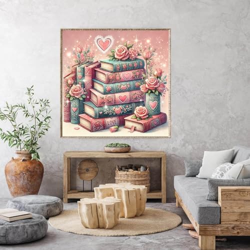 Dugsmgd Book Diamond Art Kits for Adults, Pink Diamond Painting 14x14in